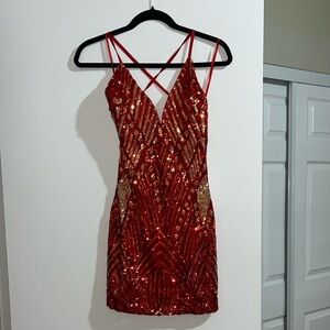Banjul Red Sequin Bodycon Mini Dress